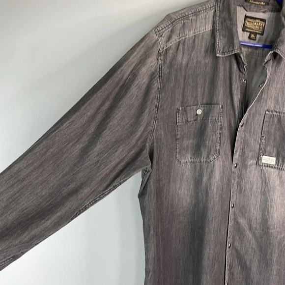 THIRD & ARMY Los Angeles Mens Grey Chambray Pearl Snap Shirt Denim Look Size XL - Picture 6 of 13